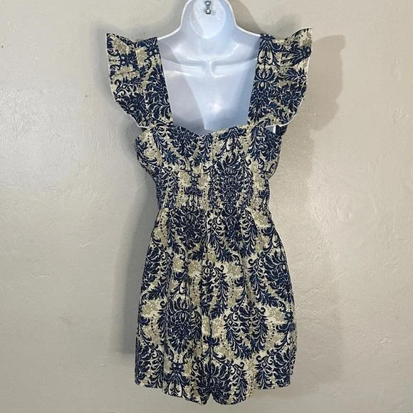 SHEIN Navy and Cream Ruffle Jumpsuit - Picture 2 of 3